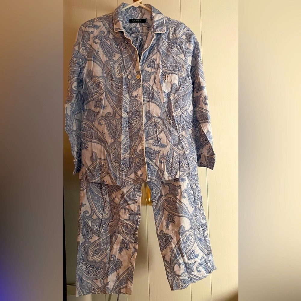 Women's Paisley Print Pajama Set - Blue